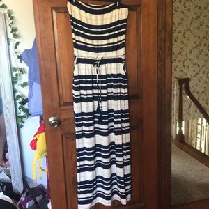 Striped strapless maxi sun dress